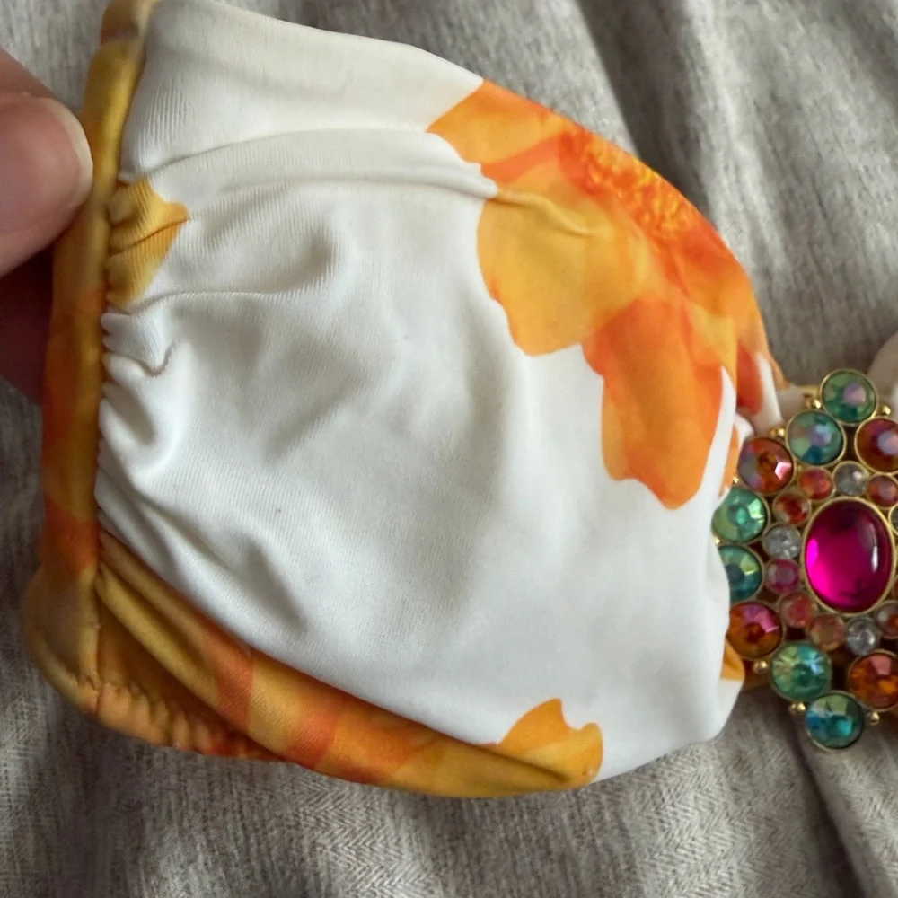 VS Floral Orange and White Strapless Bikini Top - Picture 3 of 8